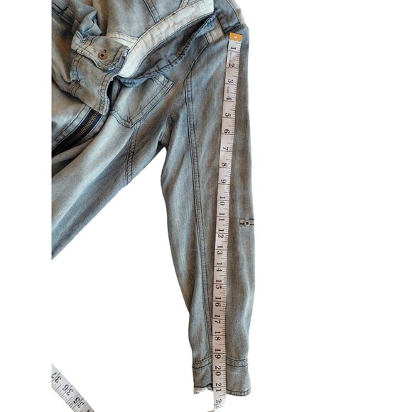 Miss Me Women's Small Denim Style Long Sleeve Zip-Up Dress viscose & Cotton - Picture 6 of 10